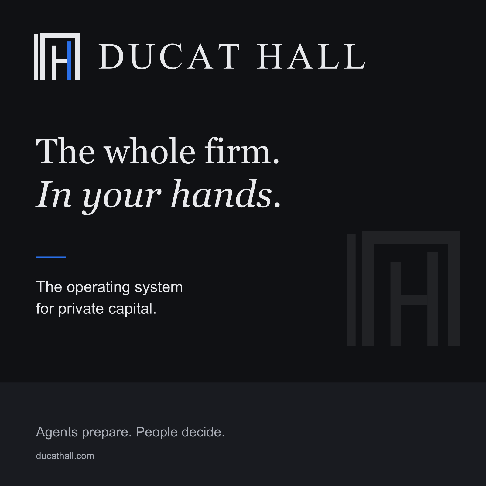 Official Ducat Hall square social template with architectural logo